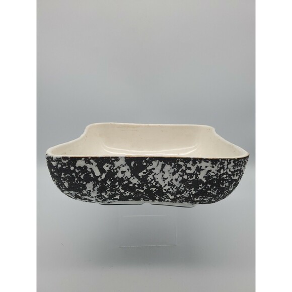 Shawnee Kenwood USA MCM Pottery Black Fat Lava Confetti Planter 2116 Square - Picture 4 of 12